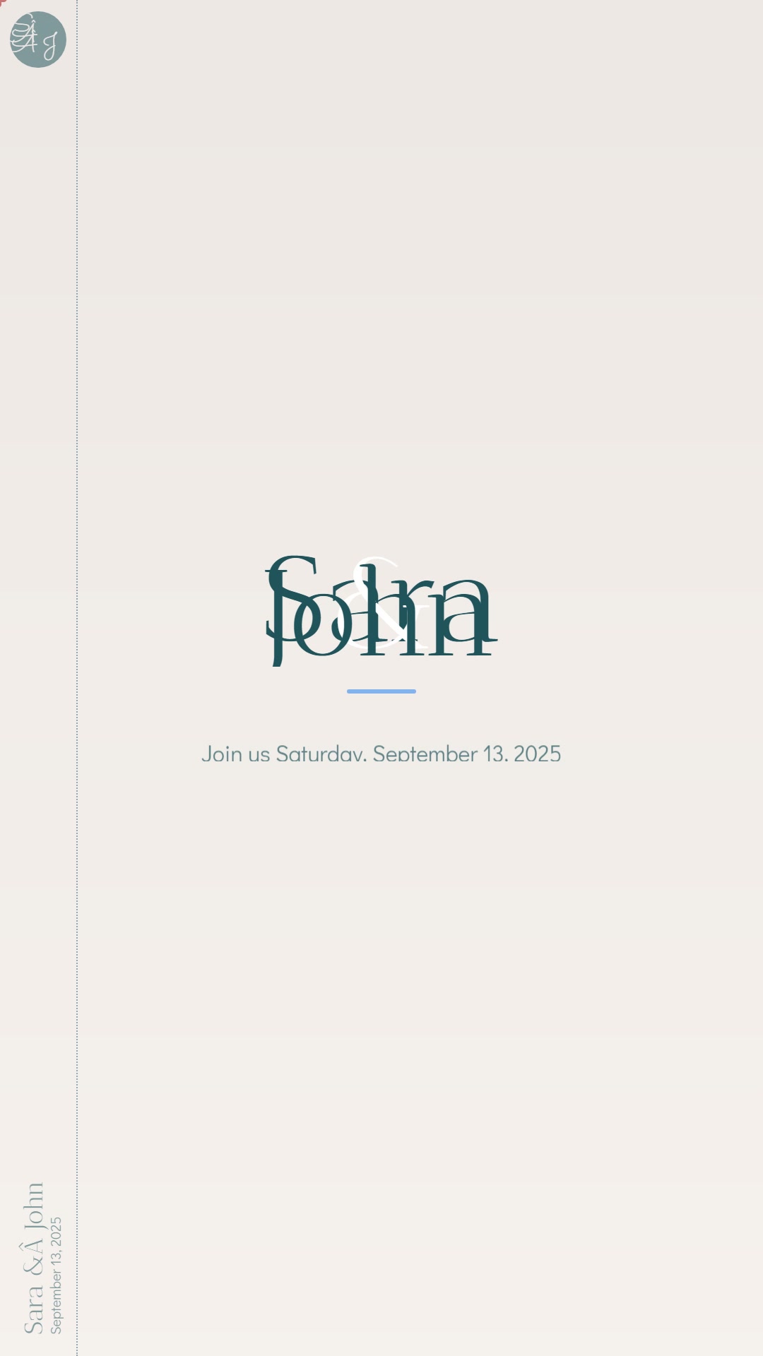 Belle Amour digital wedding invitation preview on mobile