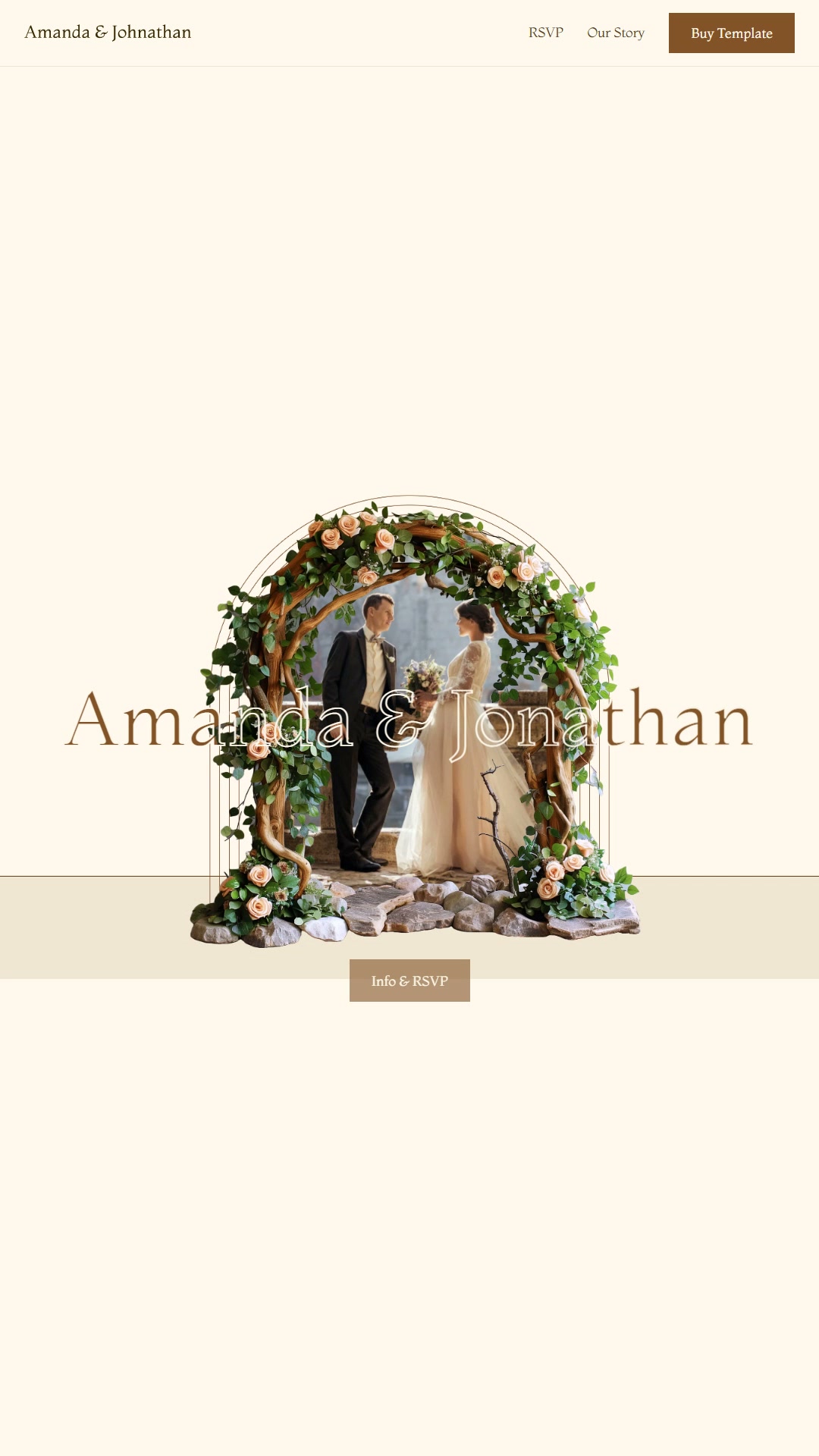 Farmhouse digital wedding invitation preview on mobile