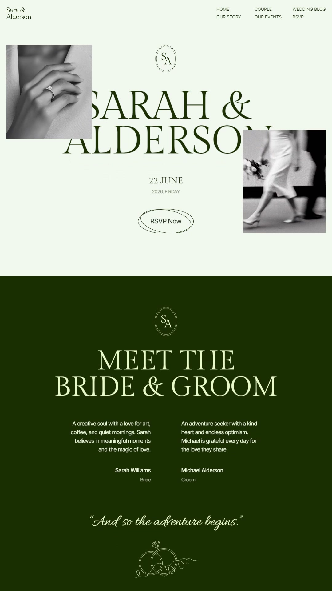 Sara digital wedding invitation preview on mobile